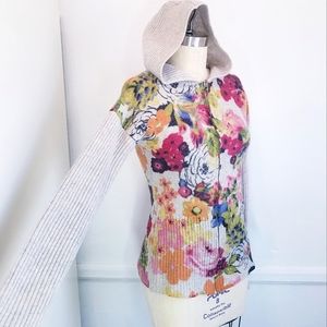 🌸Anthropologie | Moth |Floral Zip Hood Sweater M